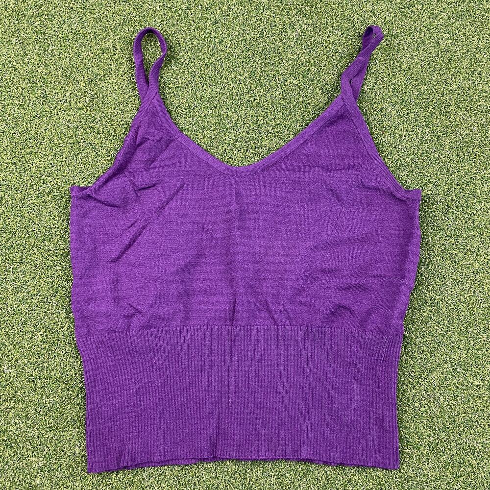 Vintage 90s Y2K Express Purple Cinched Knit Adjustable Tank Top Sz M